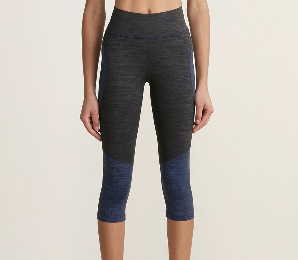 Outdoor Voices Tech Sweat Two-Tone Knee Cap Leggings Cropped Baltic/Night